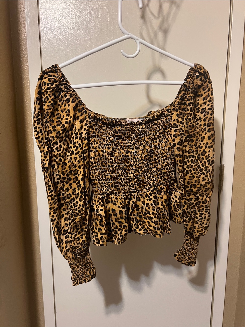 miami Leopard Smocked Crop Top - Brown/Black